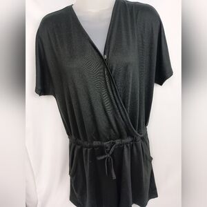 2/$30 Black Wrap-Style Short Sleeve Summer Stretchy‎ Romper (#915)